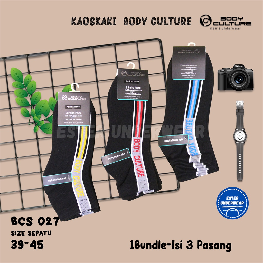 Body Culture BCS027 Kaos Kaki Ankle Bundle Isi 3 Pasang