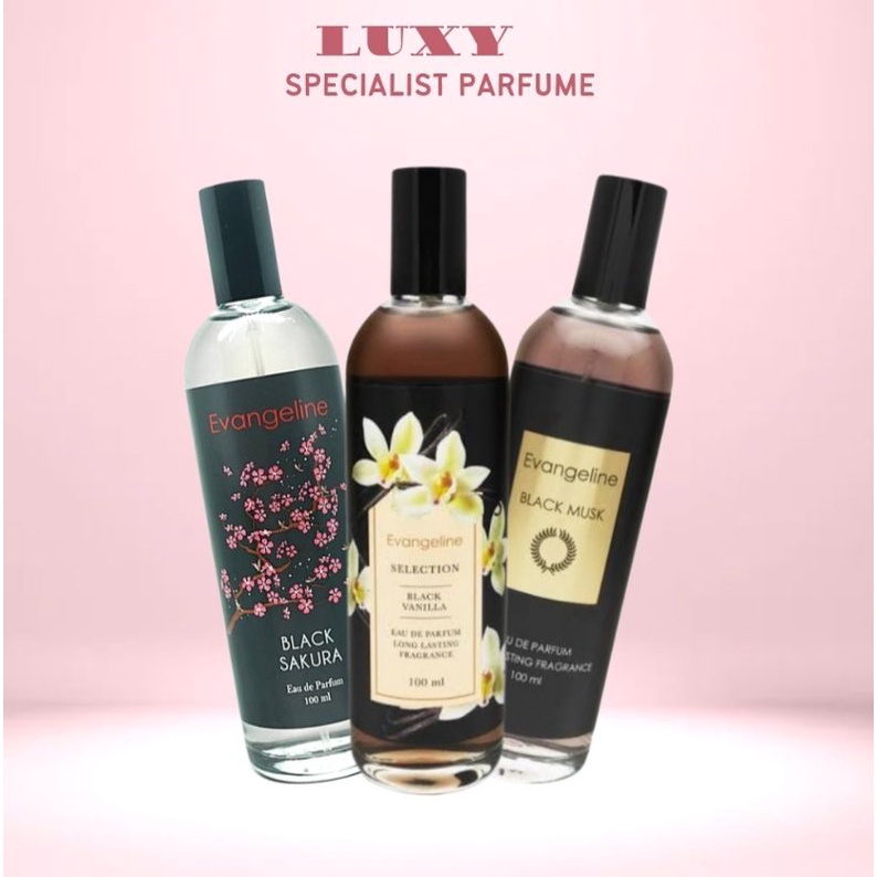 ❤ LUXY ❤ Evangeline Eau De Parfum Black Series 100ml BPOM | Black Sakura | Black Vanilla | Black Mus