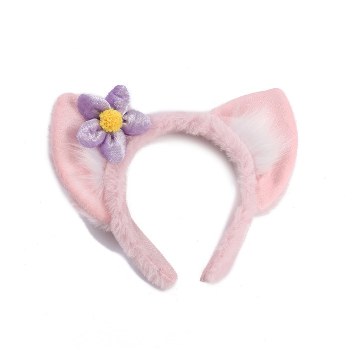 Bando Kitty Pink Bunga Cosplay Headband Bando Kuping Kucing Premium Ornamen Easter Paskah Grosir Harga Termurah