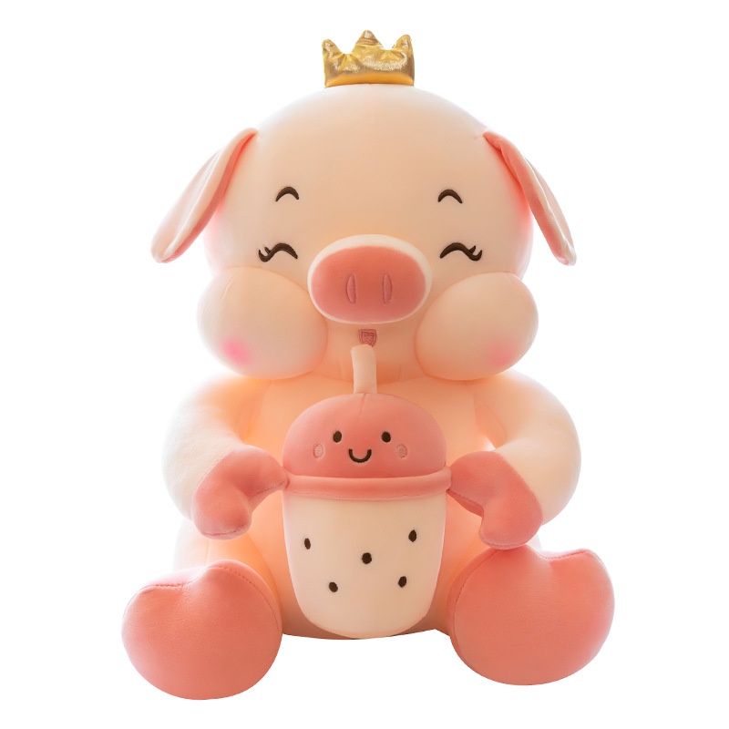 Boneka Piggy Pegang Susu Milk Bahan Plush