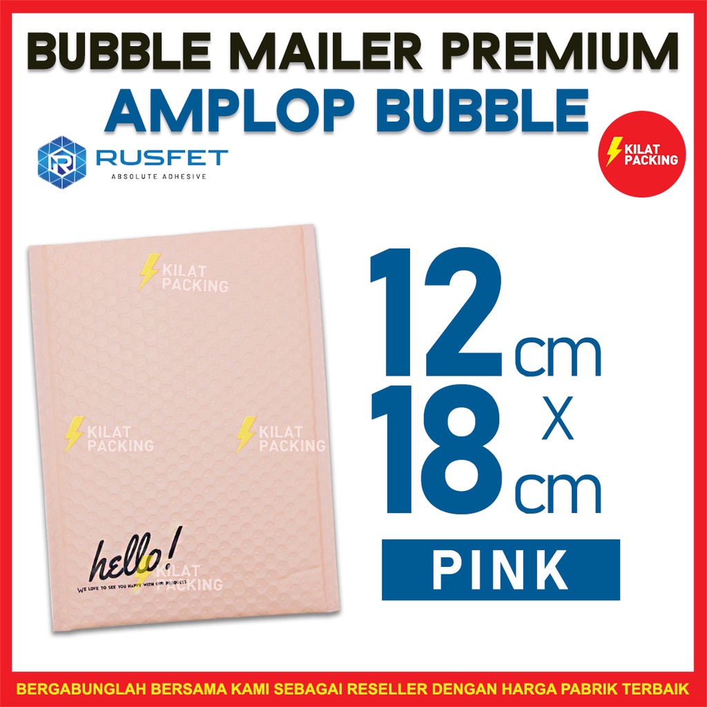 

AMPLOP BUBBLE 12CM X 18CM - BUBBLE MAILER - BUBBLE PACKING HELLO PREMIUM TERMURAH NUDE PINK