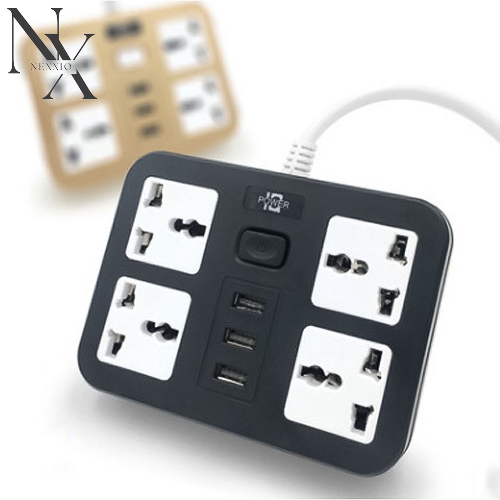 NexXio Stop Kontak Colokan listrik 3ways smart power strip socket &amp; port USB TRAVEL BESTSELLER