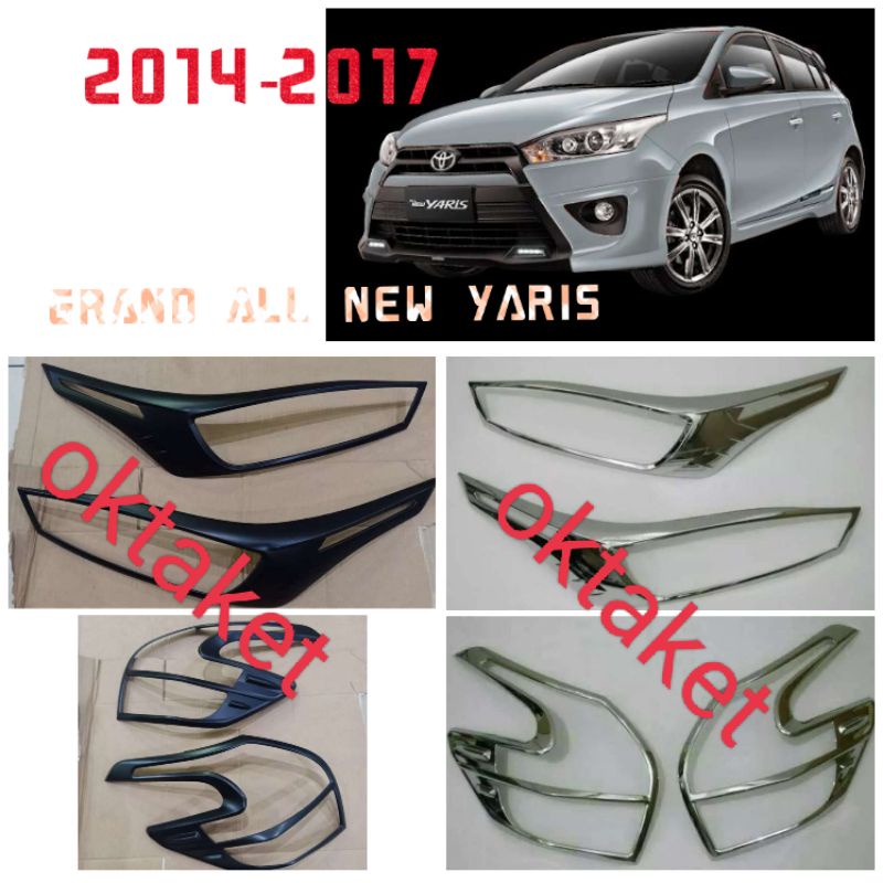 paket garnish depan belakang grand all new Yaris 2014 2016 2017 Hitam &amp; Chrome