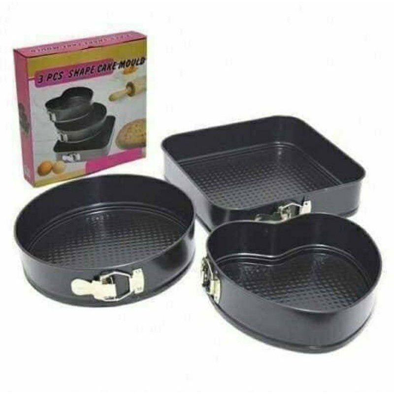 3 Pcs Shape Cake Mould M-382 Loyang Cetakan kue Bentuk Hati Bulat Persegi