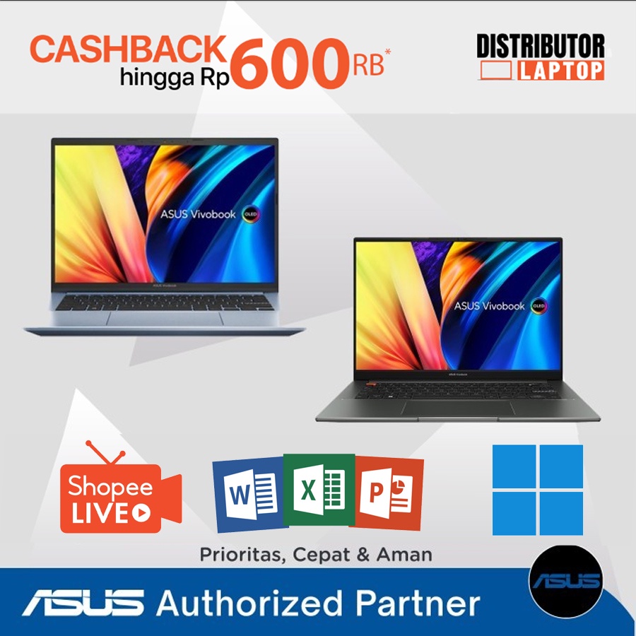ASUS VIVOBOOK PRO 14 15 16 OLED 14x15x 16x INTEL i7 Ryzen 7 VGA RTX RAM 8GB 16GB SSD 512GB 1TB GARANSI RESMI ASUS INDONESIA