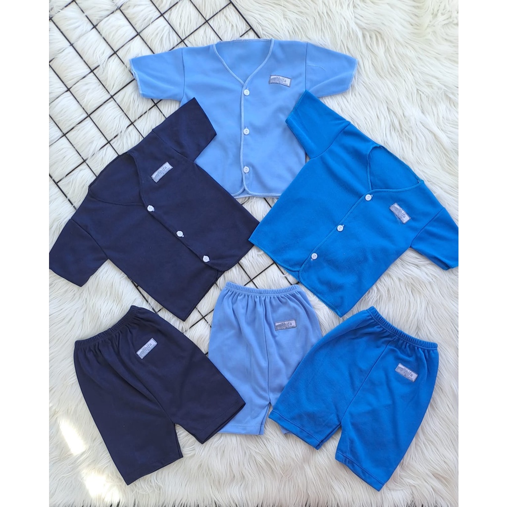 18 PCS PAKET LAHIRAN SERI BIRU NEWBORN baju celana bayi baru lahir laki laki perempuan lucu murah 0-8 BULAN