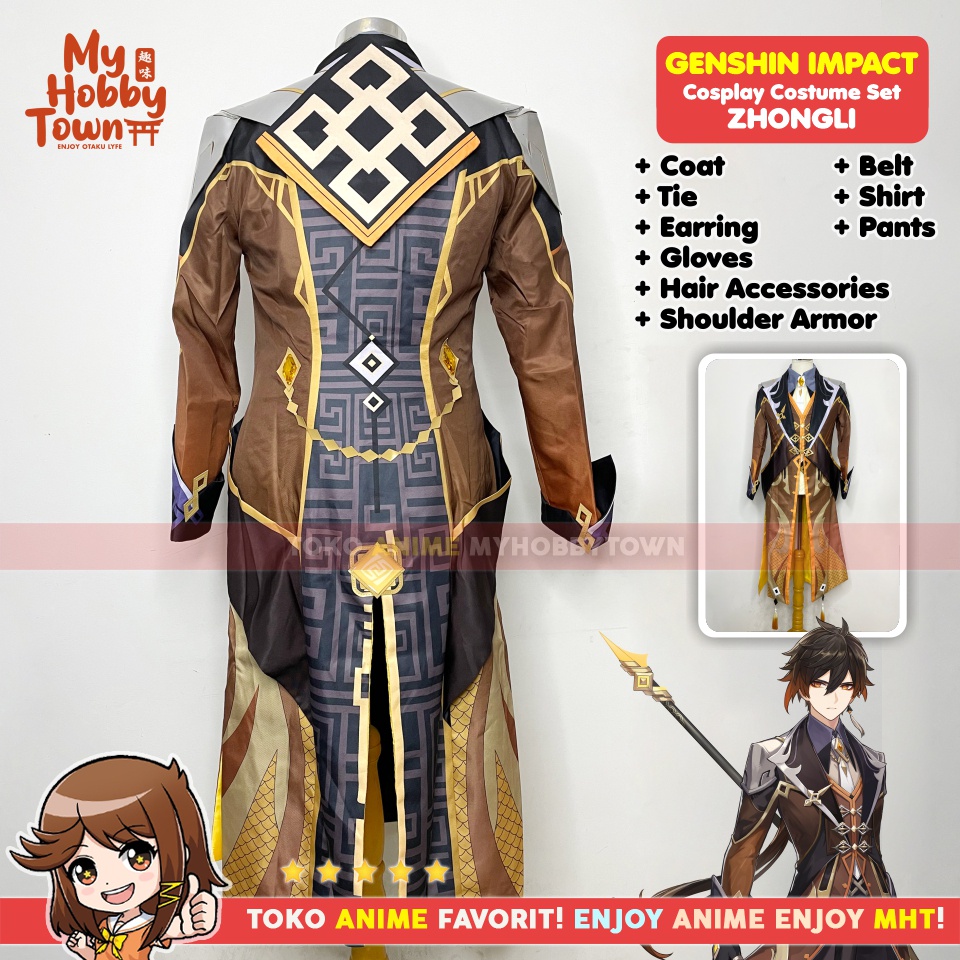 Kostum Cosplay Anime Game Genshin Impact Zhongli