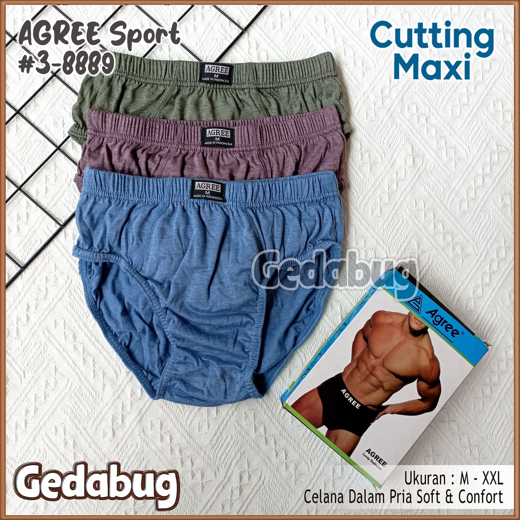 [ 3pc ] CD AGREE 8889 Cutting Maxi | Celana Dalam Pria Dewasa Murah Berkualitas | Gedabug