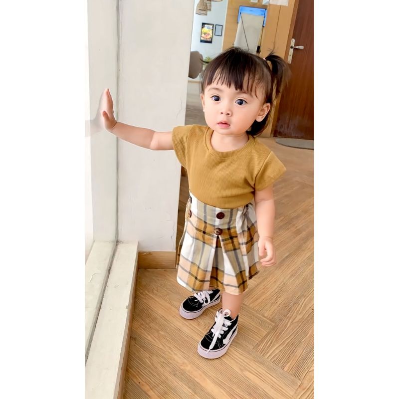 Baju Atasan Anak Perempuan CROP RUFFLE Knit Tee | Baju Pakaian Anak Perempuan Crop Bahan Knit Rib Premium | Baju Anak Cewek