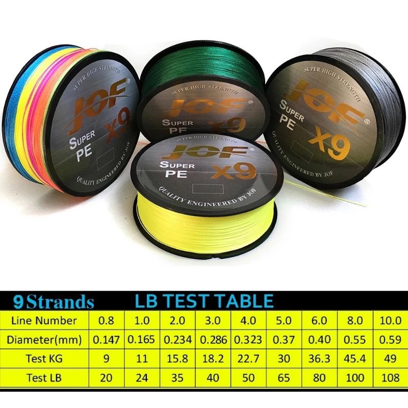 100M TALI PANCING PE MULTIFILAMENT JOF X9 MULTICOLORS