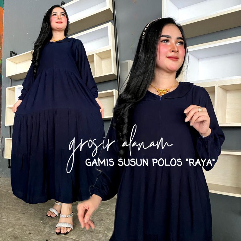 Kayra Baju Gamis Rayon Polos Jumbo Ld 110 120 Midi Dress Muslim Fashion Wanita Terbaru Kekinian dengan potongan