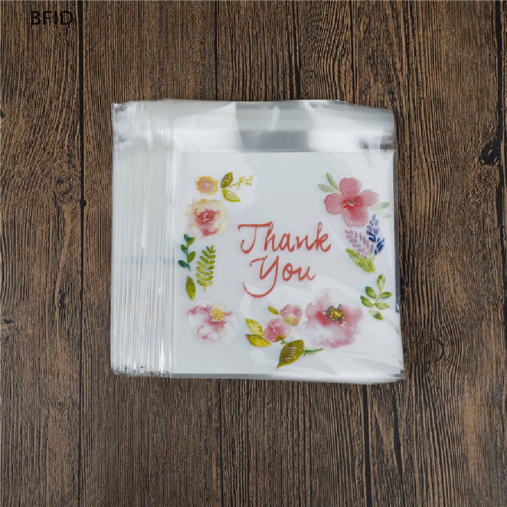 [BFID] 100pcs 3ukuran Plastik Thank You Cookie Paket Candy Bag Self Adhesive [ID]