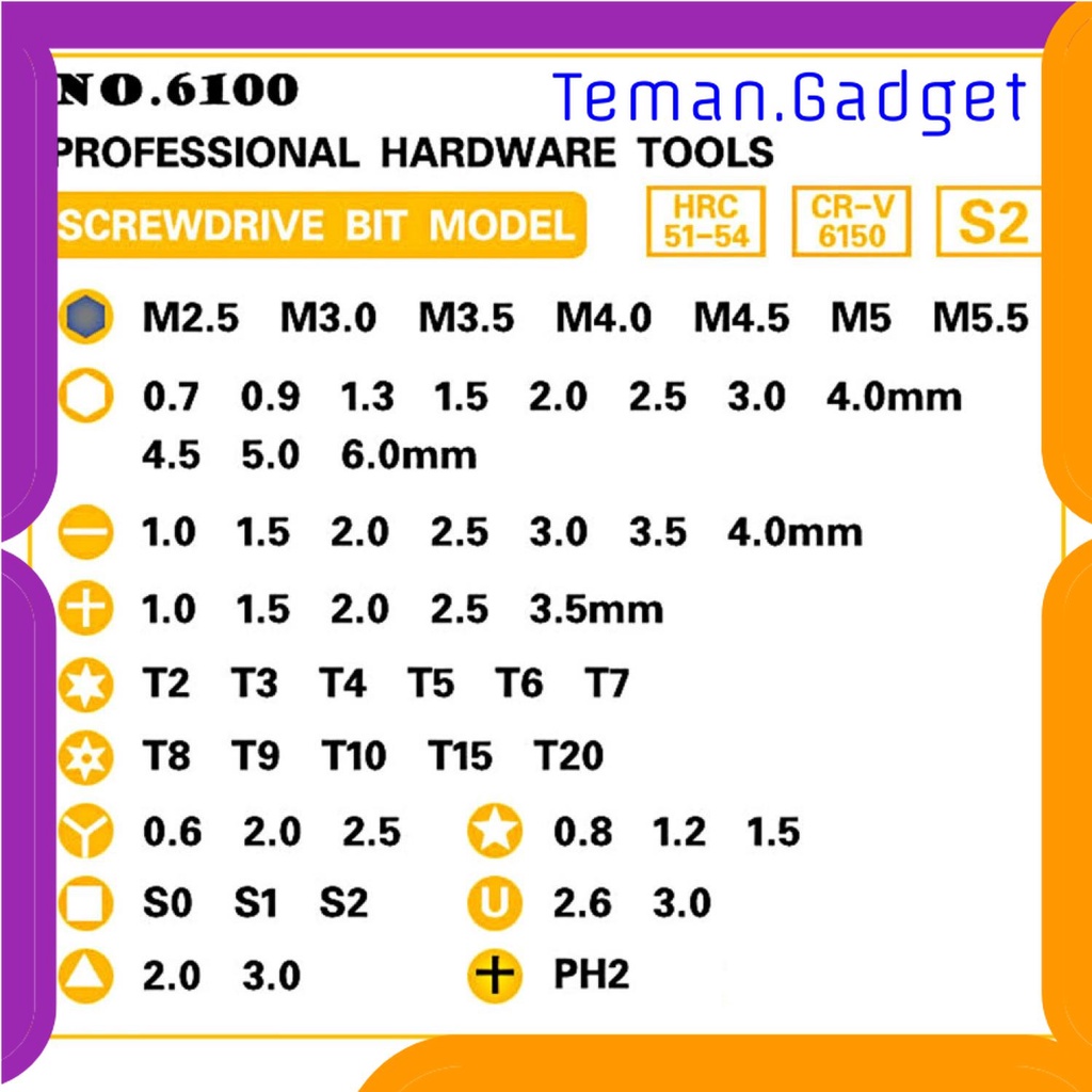 TG-PKK Obeng Set Reparasi Gadget Smartphone 60 in 1 - 6100