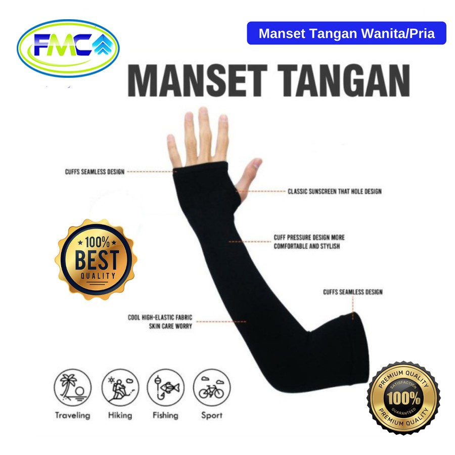 Manset Tangan Polos Tangan Panjang Tebal Manset Pria Wanita 1 Pasang Sarung Lengan Muslimah Manset Jempol Olahraga