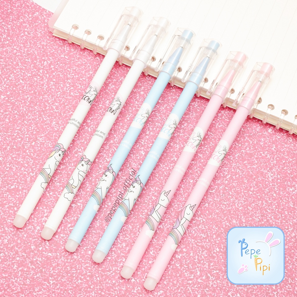 Pena Gel Qi Duo Unicorn Bisa DIhapus Pulpen Hapus di hapus Erasable Pen Pulpen Tinta Hitam Pen Bolpen