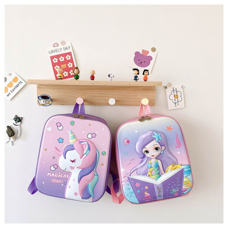 Tas Ransel Anak Sekolah Paud TK Perempuan dan Laki-Laki Model Embos Unicorn, Mermaid, Astronot