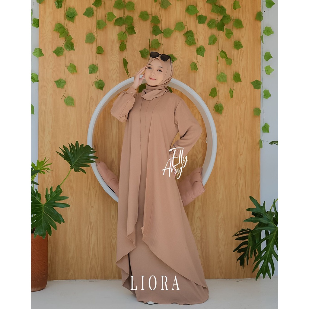 DRESS CRINGKLE LIORA ORI BY ELLYARSY DOUBLE LAYER GAMIS WANITA OOTD FASHION KEKINIAN TERBARU