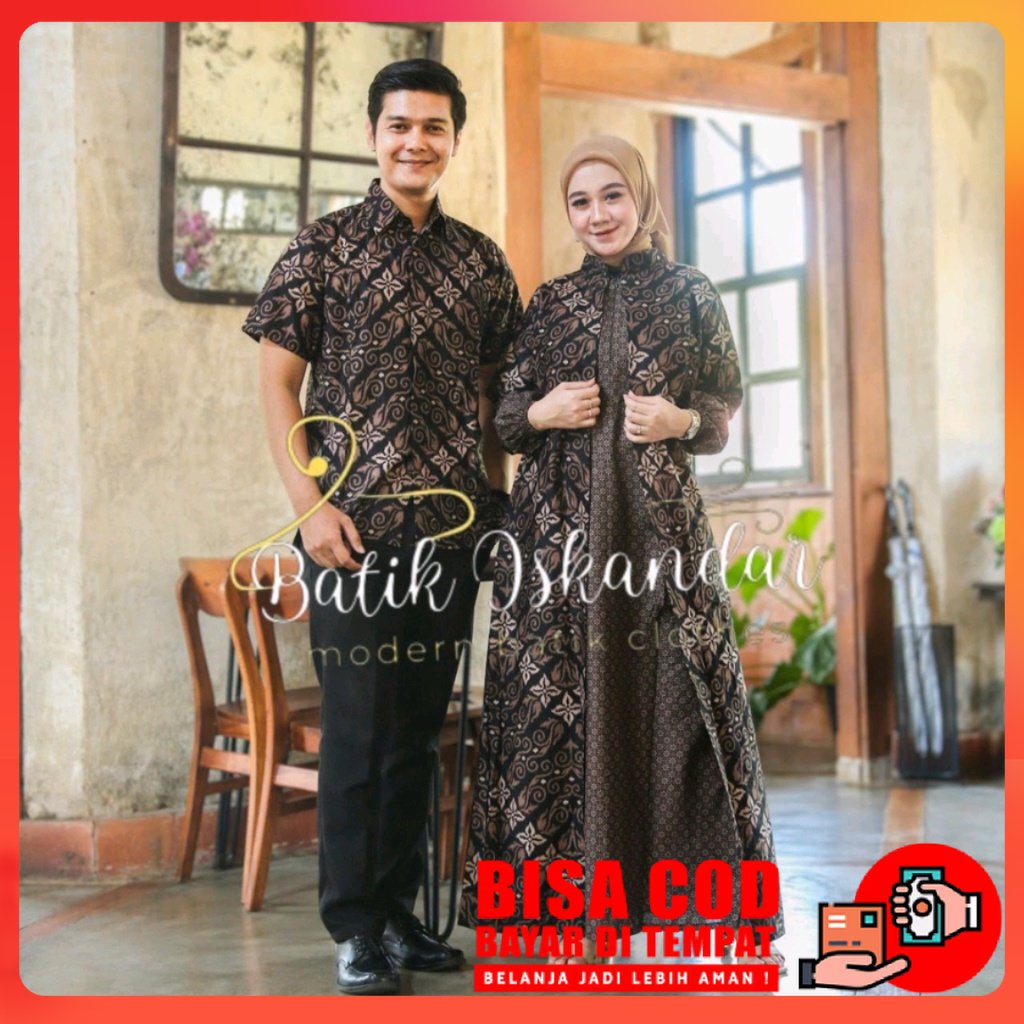 Baju Batik Couple Pasangan Keluarga Terbaru Premium Jumbo Gamis Kemeja Hem Dewasa Lengan Panjang Pen