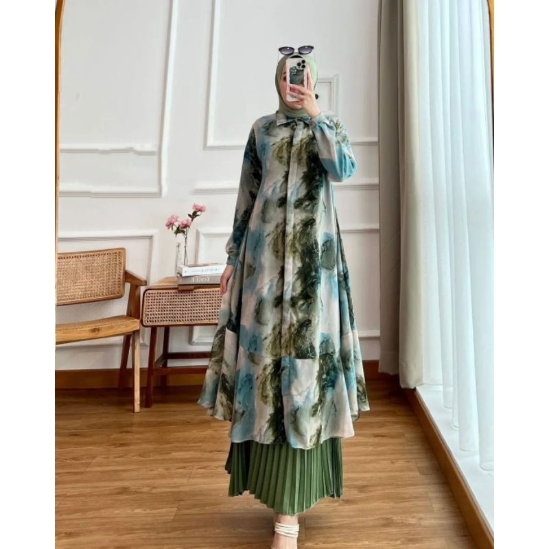 Cod Kareem maxy/baju muslim/set rok/setelan plisket/gamis ceruty/busana muslim/gamis kondangan/gamis