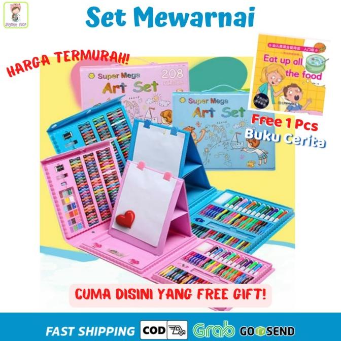 

set alat mewarnai anak alat tulis crayon set 208 termurah ART SET