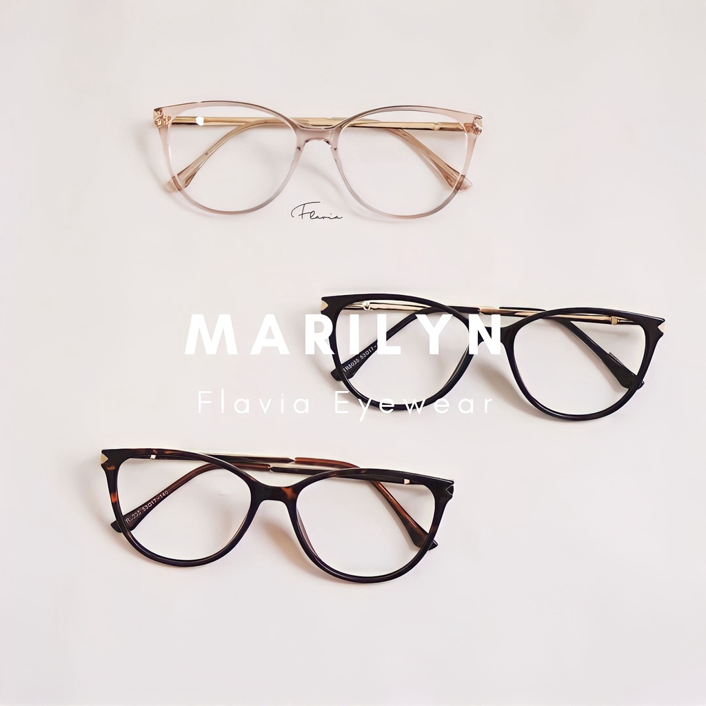 Flavia Eyewear - Kacamata Marilyn Cat Eye Acetat (custom minus, photochromic, blueray, bluechromic dan photobrown)