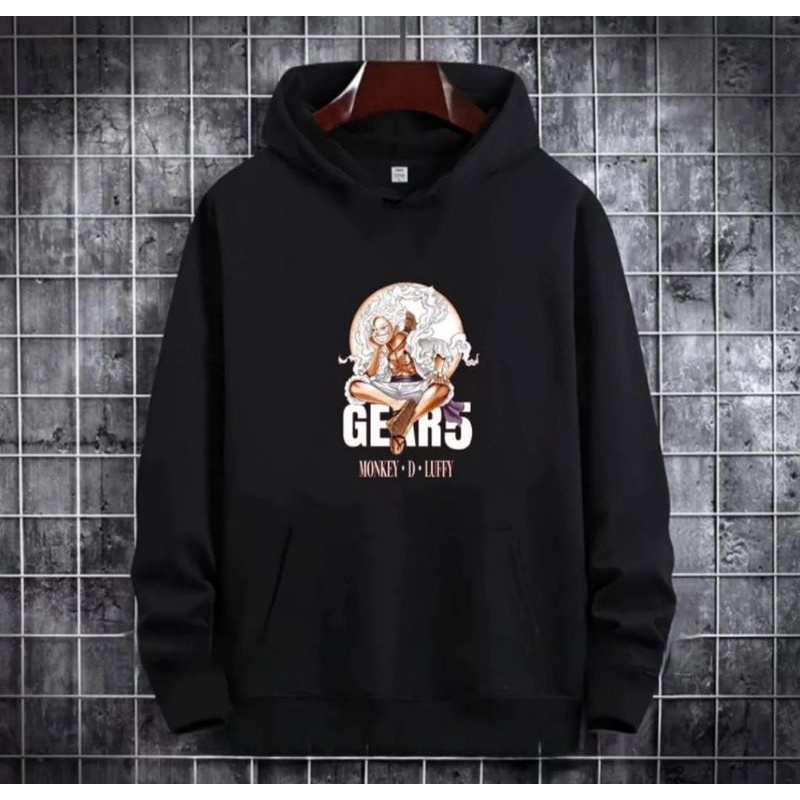 Hoodie pria wanita Luffy D monkey Gear 5 full colour