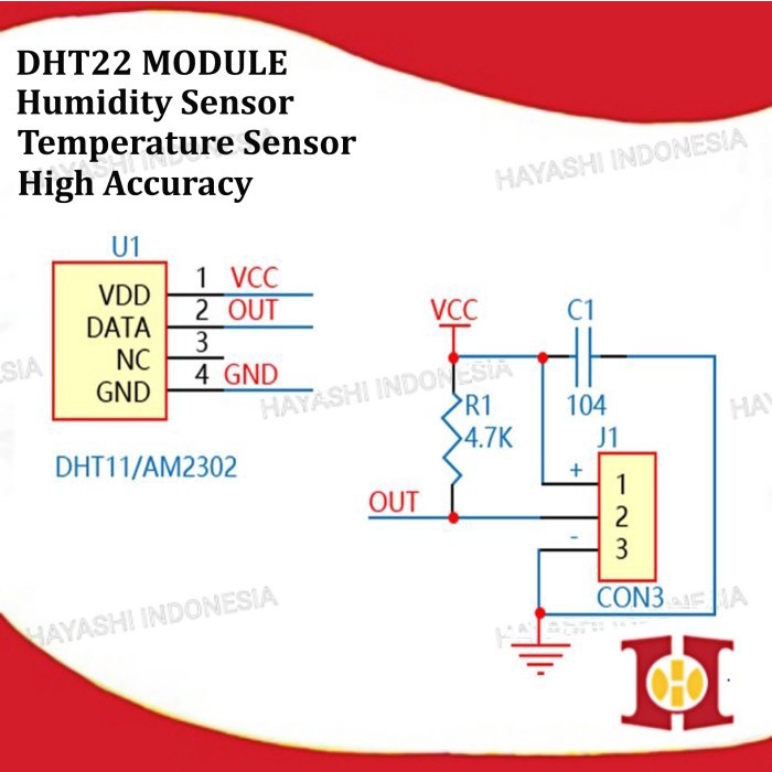 DHT22 AM2302 Temperature Humidity Sensor Suhu Kelembaban Modul Arduino