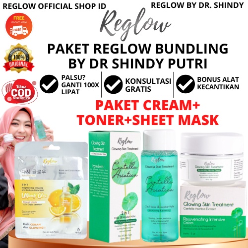 Paket Reglow Cream Toner Sheet Mask dr Sindy Skincare Original Official