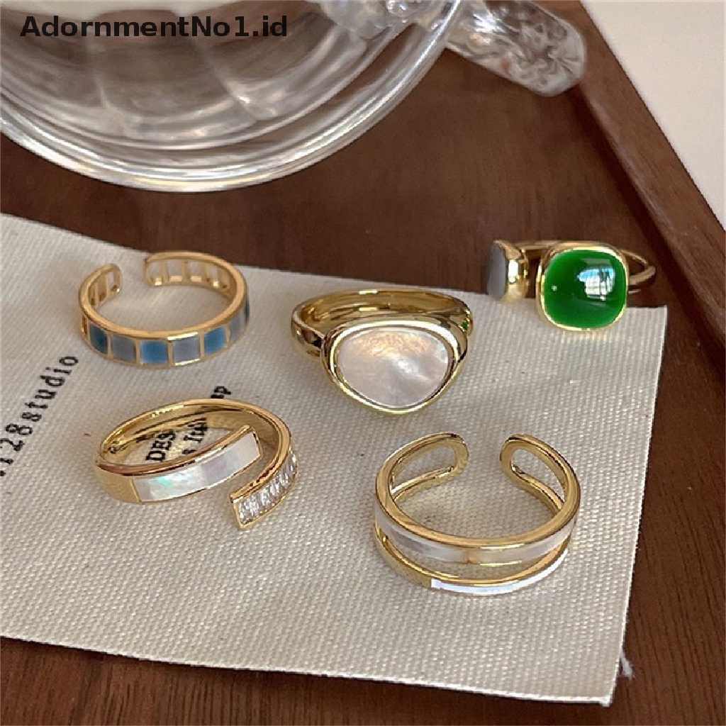 [AdornmentNo1] Retro Romantis Cocok Drop Glaze Warna Emas Terbuka Cincin Wanita Pesta Fashion Perhiasan [ID]