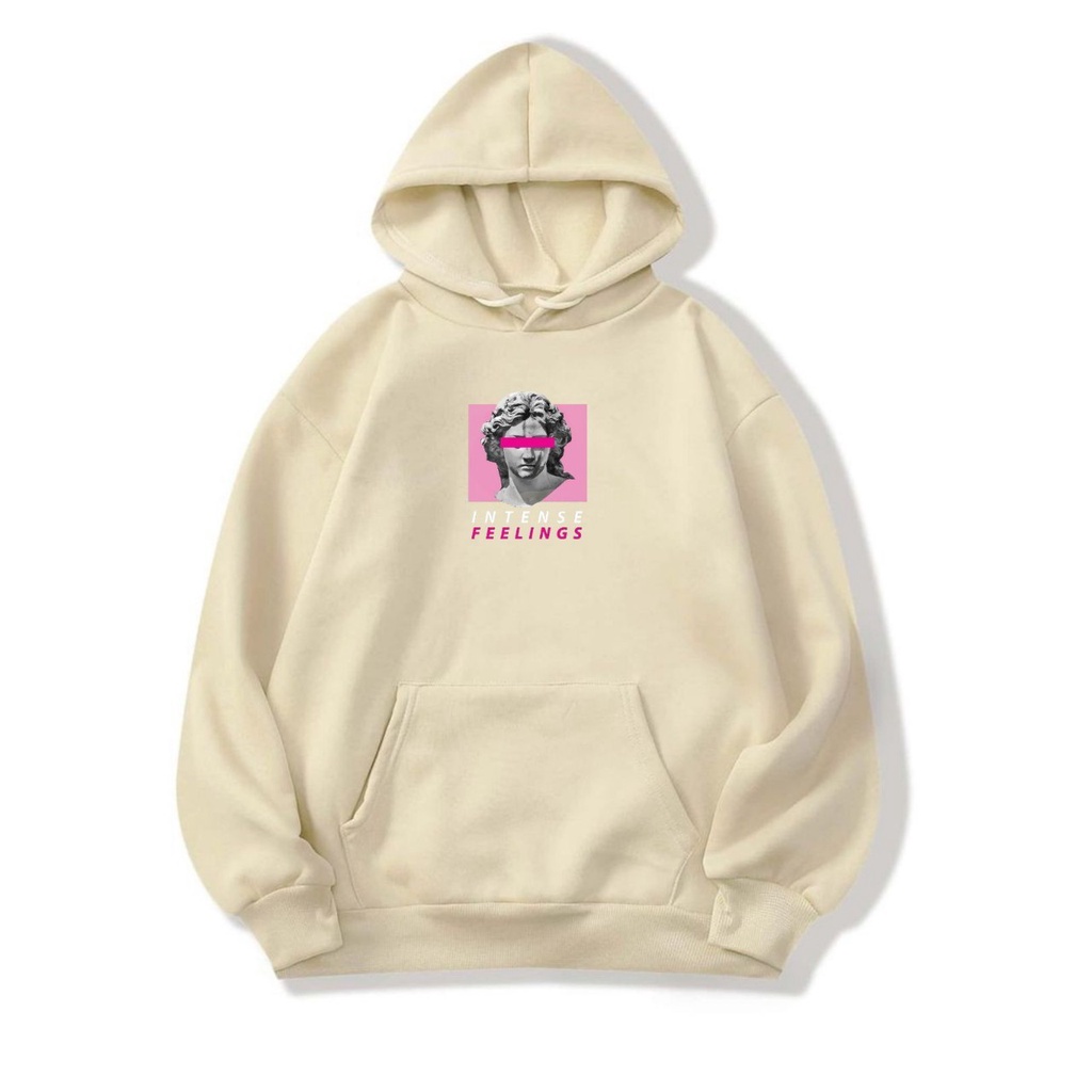 Sweater Hoodie Intense fealing Terbaru Motif Logo Gambar Hudie Distro Kekinian Terbaru 2022 Hijau Botol KAOS COMBAD 24S CATTON