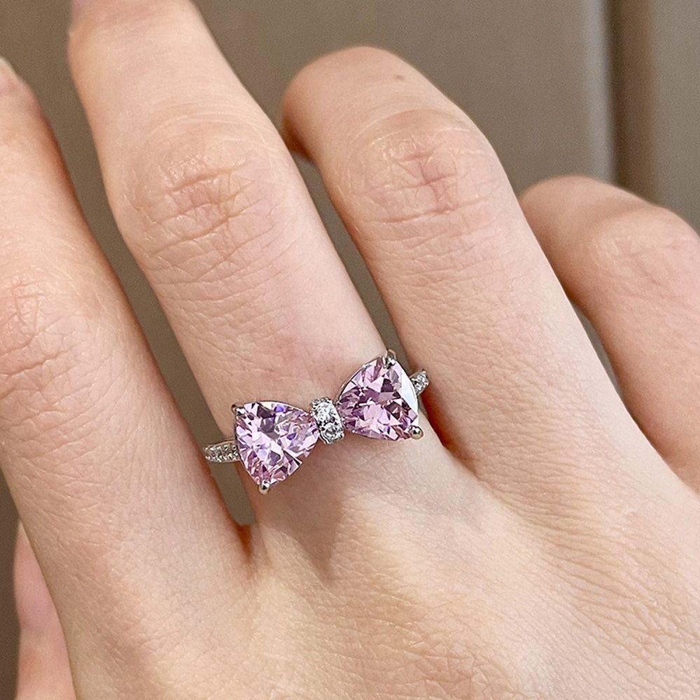 Mxbeauty Wanita Cincin Trendi Lucu Chic Gadis Hadiah Warna-Warni Zirkon Manis Berlian Imitasi Pembukaan Cincin Gaya Korea Cincin