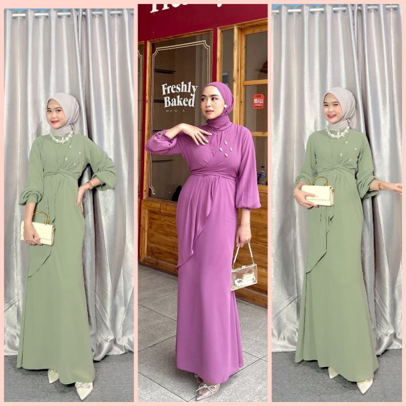 ALLANA DRESS LEBARAN CERUTI IKAT SIMPLE | Dress Lebaran Ootd Bridesmaid