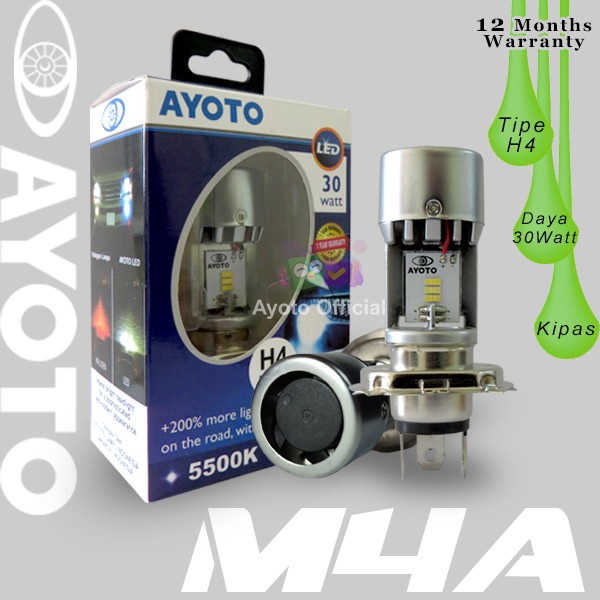 Lampu Led Utama Motor Mobil Ayoto M4A H4 Ac Dc Pnp 30 Watt