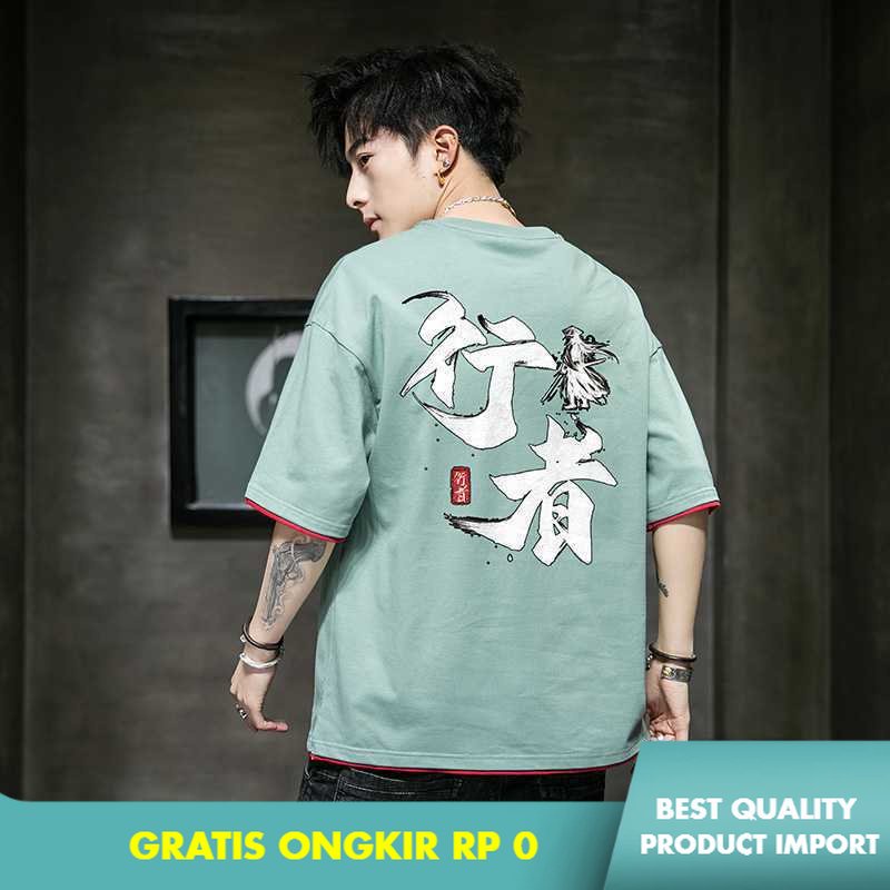 Kaos Pria Lengan Pendek T-shirt  Nasional        Kaos Katun  Setengah Lengan  Cina  Import Berkualit