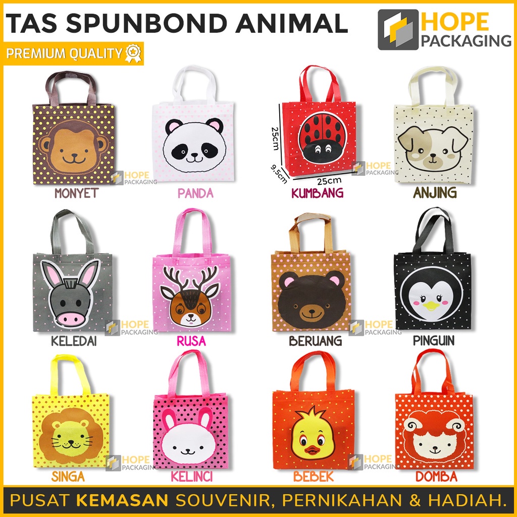 

Tas Spunbond Animal/ Tas Ultah Anak Goodie Bag Bento Animal Souvenir Ulang Tahun/Tas Goodie Bag Ultah/ Tas Jinjing Animal/ Tas Serbaguna Motif