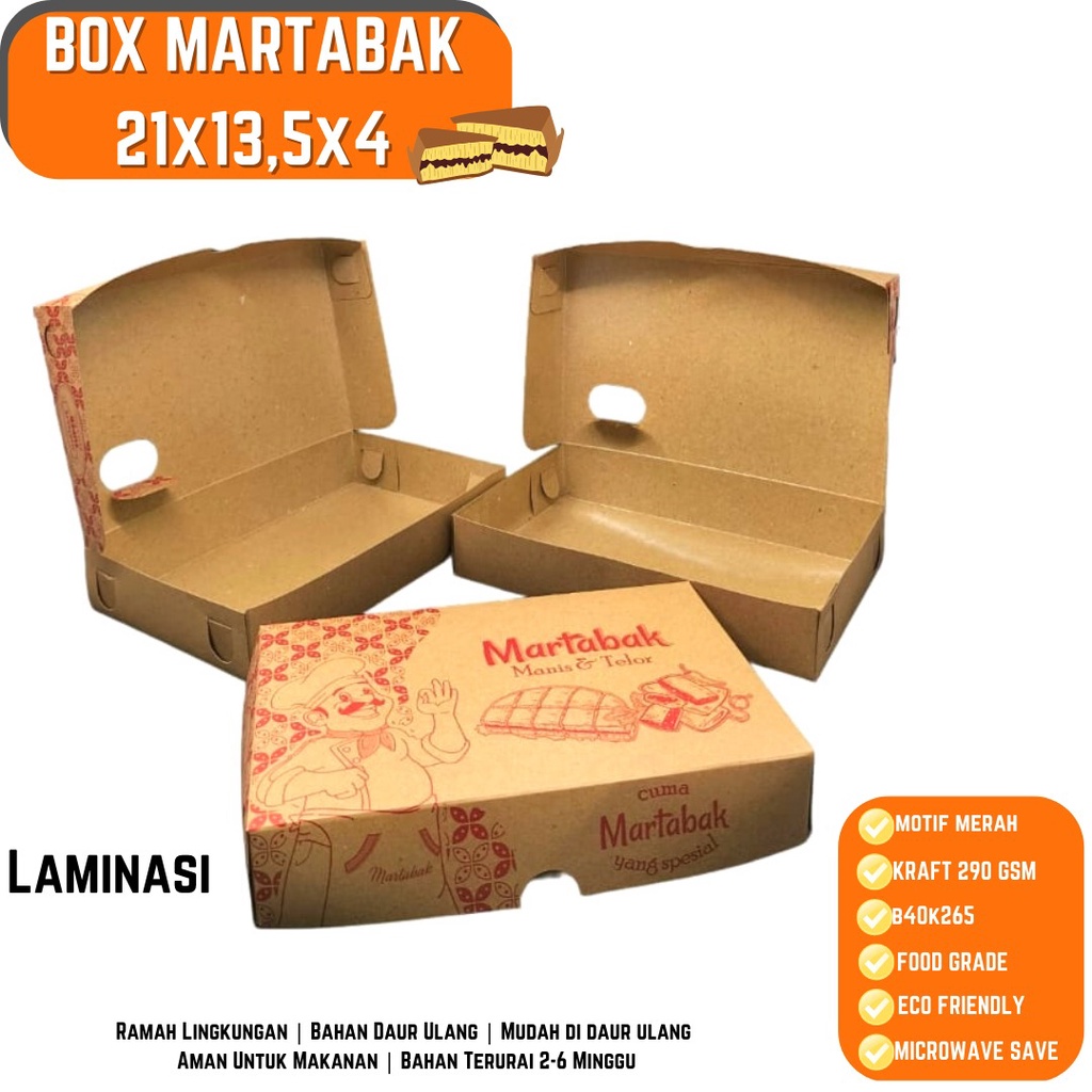 Dus Martabak Kardus Martabak Laminasi (B40K265-21X13.5X4 Cm)