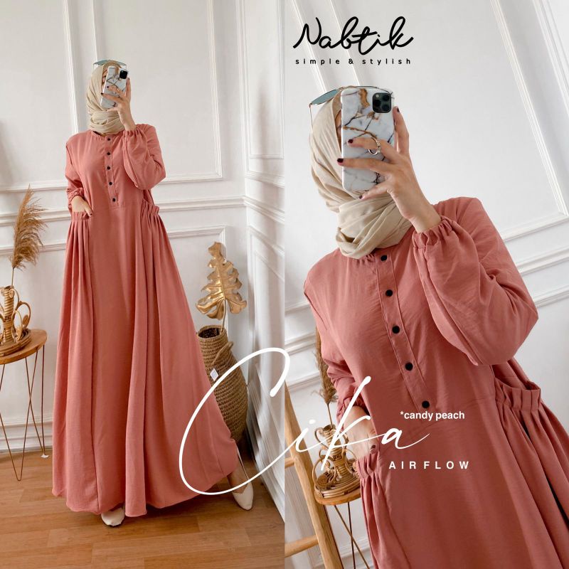 CIKA NABTIK GAMIS AIRFLOW TERMURAH GAMIS POLOS LD 110 / gamis CIKA / Dress Cika / Cika dress / gamis cringkel / Gamis crinkel / Gamis crincle