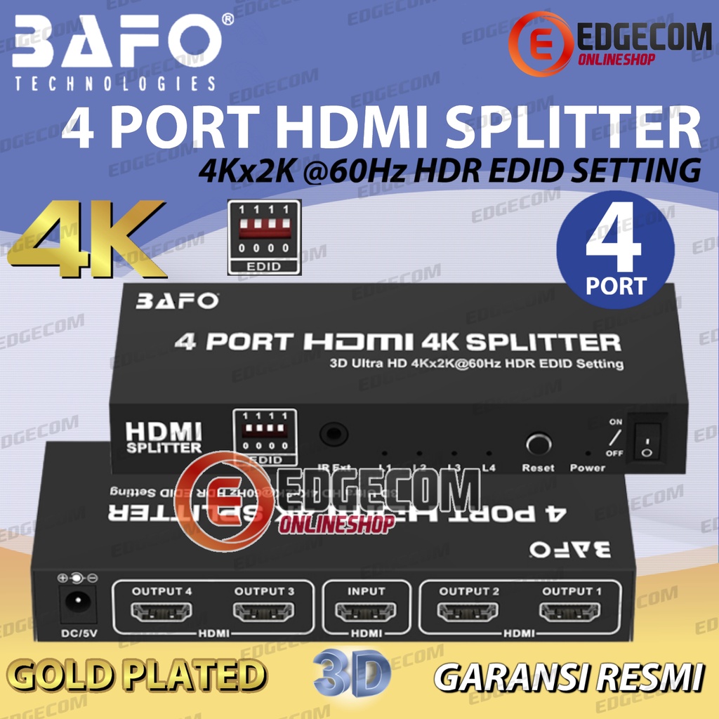 BAFO HDMI Splitter 4 Port Support 4K ORIGINAL