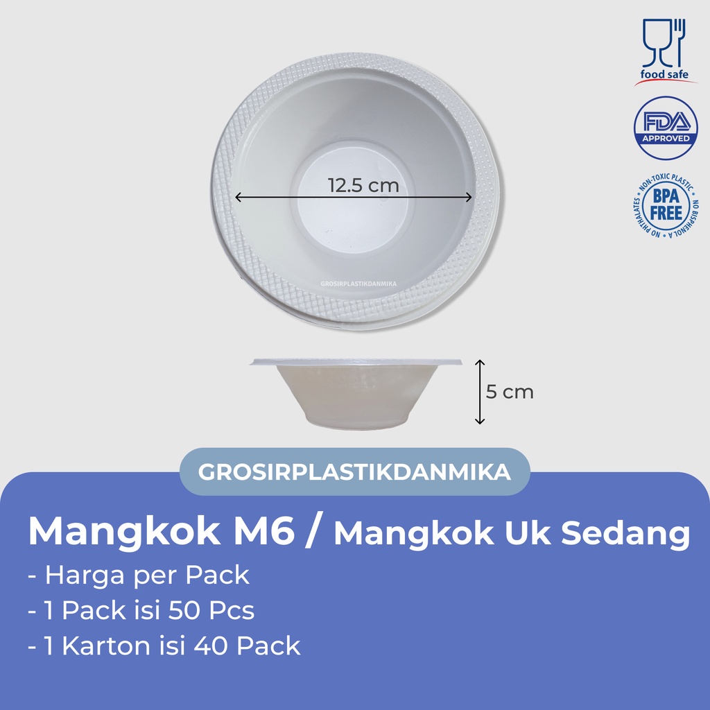 Jual Mangkok Plastik M6 Mangkok Plastik Putih Susu Ukuran Sedang 1