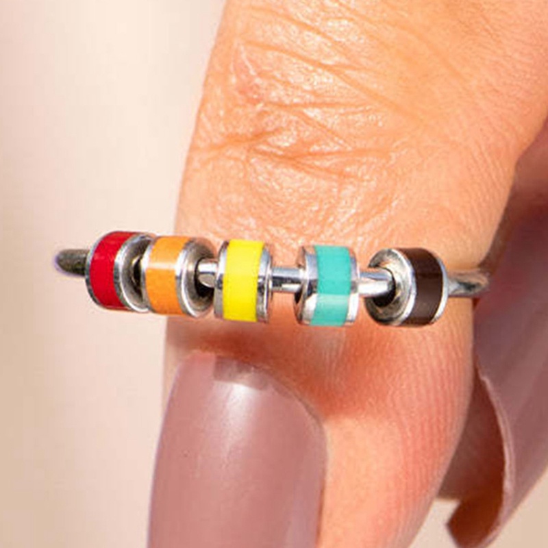Manik Enamel Halus Kecemasan Fidget Rings Untuk Wanita Perempuan Anti Stres Rilis Mainan Yang Menyenangkan Cincin Perhiasan Tentang Putri Gelisah Cincin Hadiah