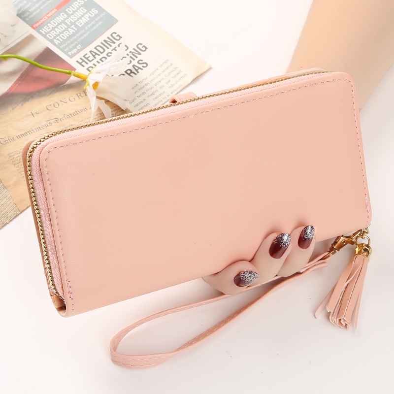 Dompet Panjang Lipat Zipper Multifungsi Fashion Korea Style Dompet Cewek Resleting Klip Women Wallet PU Satu7an D86