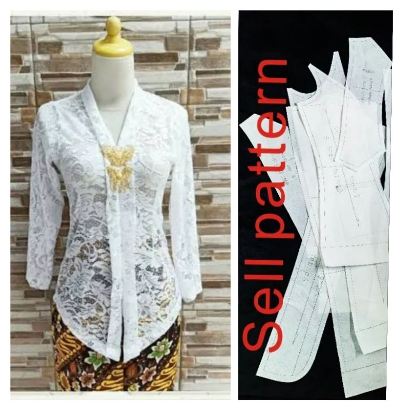 Pola Kebaya Kartini Dewasa Lengan Panjang (JUAL POLA BUKAN BAJU)