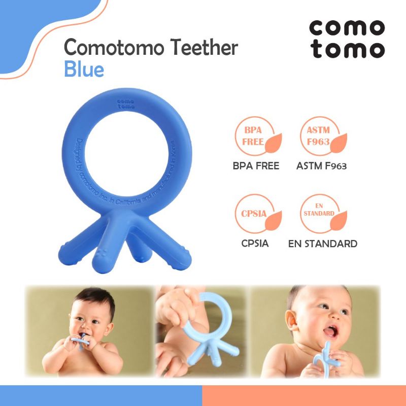 Comotomo Silicone Teether Blue &amp; Orange/gigitan bayi