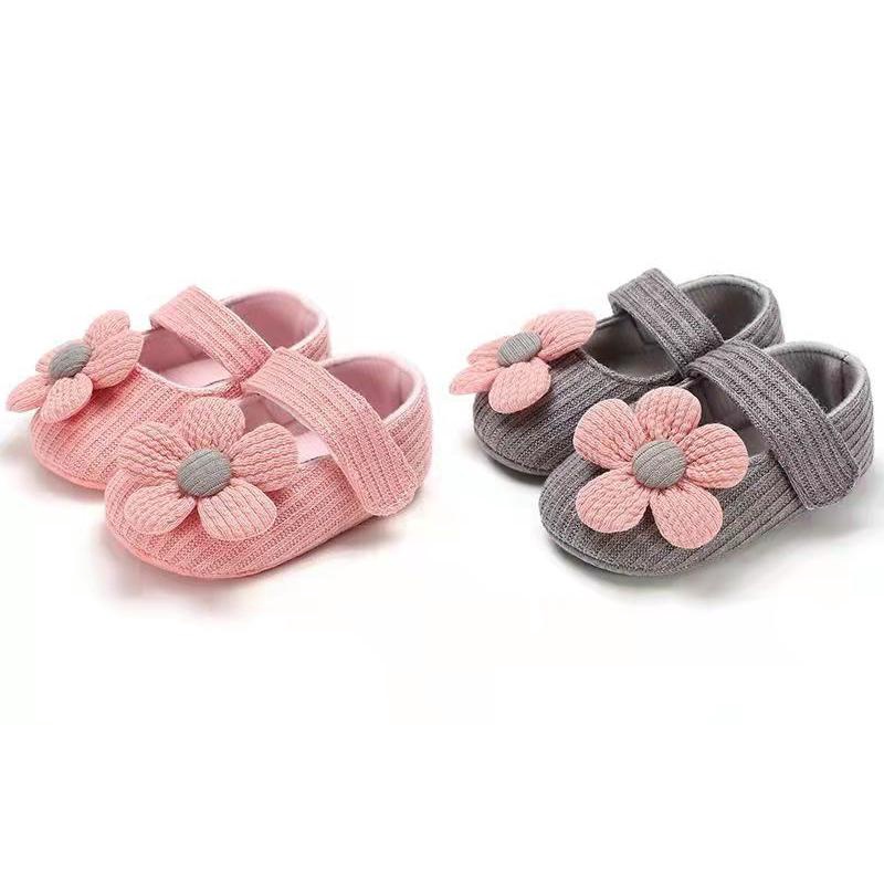 1234OS - Sepatu Prewalker Casual Anti Selip Aksen Bunga untuk Bayi Perempuan 0-12 Bulan.