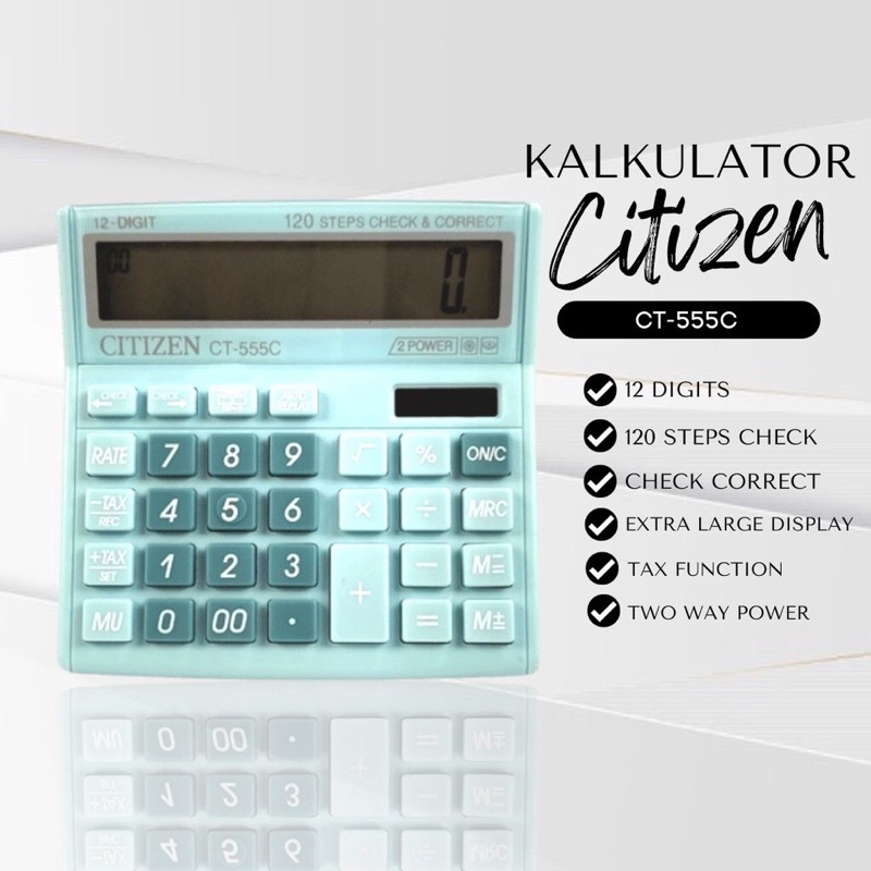 

tyvf KALKULATOR FANCY WARNA WARNI CALCULATOR CT 555N 555 N 555 C 555 COLOUR SERIES 12 DIT CHECK