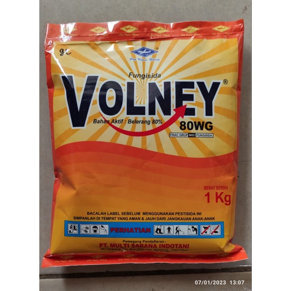 FUNGISIDA "VOLNEY" 80WG BAHAN AKTIF BELERANG 80% KEMASAN 1KG CAP KAPAL TERBANG