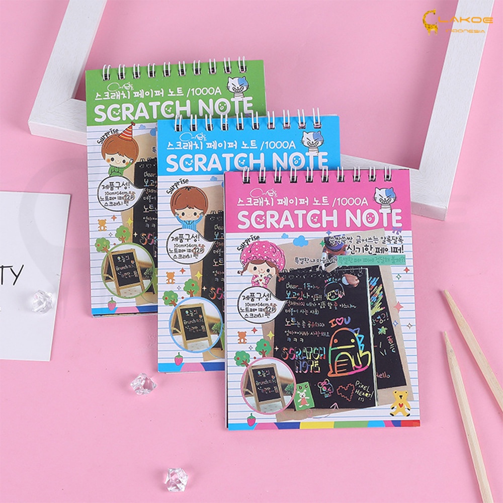 Colourful Scratch note kecil Buku Magic Warna