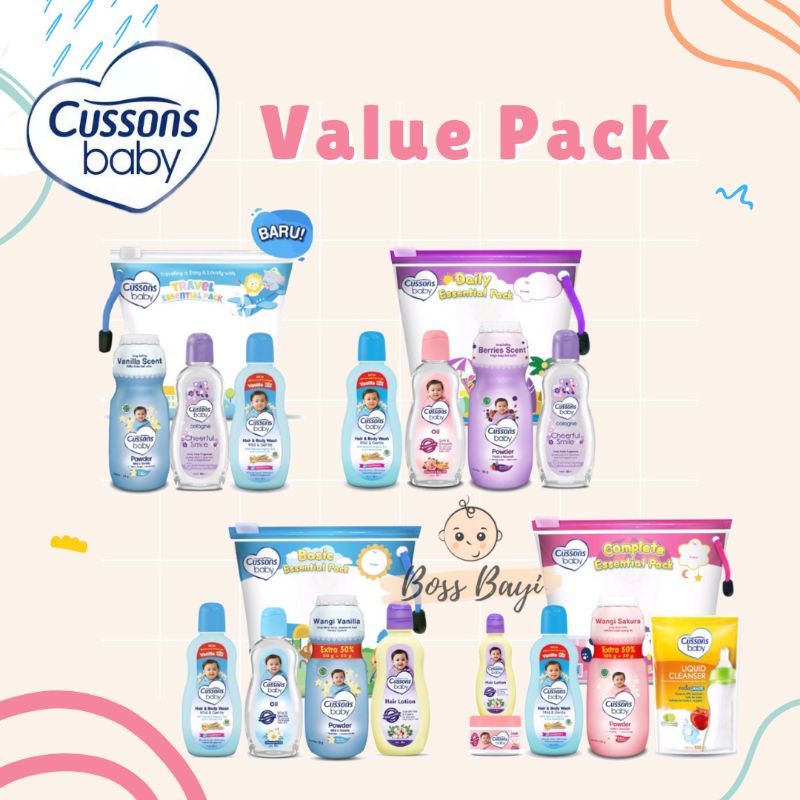 Cussons Baby  Essential Value Pack Travel /Daily/Basic/Complete | Mini / Medium Gift Set
