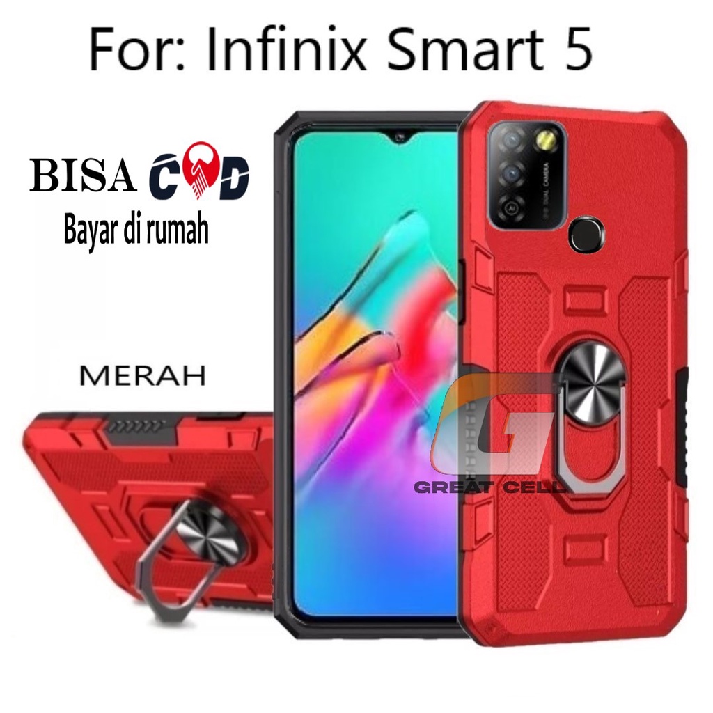CASING INFINIX SMART 5- HARD CASE STANDING  ROBOT  HIT EYE RING--SOFT CASE STANDING ROBOT INFINIX SM