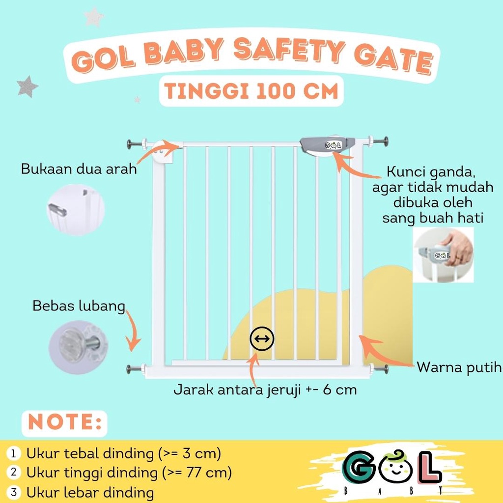 Baby Safety Gate Pintu Pengaman Bayi  Pagar Pengaman Anak Tangga Pagar Tangga TINGGI 100CM